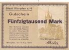 Deutschland Deutsches Reich 50 Tausend Mark Notgeldschein Notgeld Stadt Wimpfen an der Neckar Hessen -