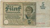 Deutschland 5 Rentenmark Bauernmädchen, Rentenbankschein -