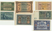 Deutschland 7 verschiedene Reichsbanknoten ( 1 x deutsche Reichsbahn ) -