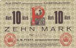 Deutschland Deutsches Reich 10 Mark Notgeldschein Notgeld G.M. Pfaff Nähmaschinenfabrik Kaiserslautern -
