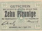 Deutschland Deutsches Reich 10 Pfennig Notgeldschein Notgeld Stadt Homburg Pfalz -
