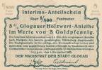 Deutschland Deutsches Reich Polen 5 Goldpfennig Notgeldschein Notgeld Stadt Glogau 1/800 Festmeter -