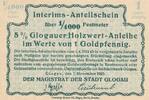 Deutschland Deutsches Reich Polen 1 Goldpfennig Notgeldschein Notgeld Stadt Glogau 1/4000 Festmeter -