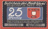 Deutschland Deutsches Reich 25 Pfennig Notgeldschein Notgeld Stadt Wesel Nordrhein-Westfalen -