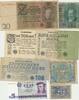 Deutschland Lot 8 versch. Banknoten, z.T. Druck einseitig, u. a. DDR, Allieerten, BDL, Inflation. -