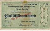 Deutschland Deutsches Reich 5 Millionen Mark Notgeldschein Notgeld Stadt Leipzig Sachsen Commerz- und Privat-Bank -