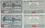 Deutschland Deutsches Reich 2x 50 Pfennig Notgeldschein Notgeld Stadt Bremen 2 Scheine Serie G X -