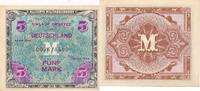 Alliierte Militärbehörde 5 Mark Geldschein Banknote US-Druck GeheimzeichenF KN 9stellig Besatzungsgeld -