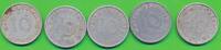 Deutschland Drittes Reich 10 Pfennig 5 Stück Münzen Lot 5 Kursmünzen (1940-1945) mit Hakenkreuz -