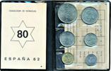 Spanien offizieller Münzsatz zur Fußball WM 1982 1 - 100 Pesetas in Folie verschweist -