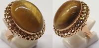Damenring Ring Rotgold Ring 585er Gold 14Kt Goldring mit Tigerauge -