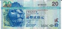 Hongkong 20 Dollars Banknote Geldschein -