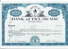 USA 12 Shares Bank of Delaware 1959, Aktie Wertpapier -
