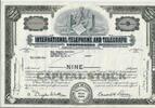 USA 9 Shares International Telephone and Telegraph Corporation 1959, Aktie Wertpapier -