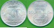 Portugal 10 Escudos Silbermünze Lisbon 835er Silber Segelschiff -