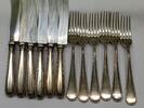 Silberbesteck Antik Obstbesteck 800er Silber Perlenrand Besteck 6 Personen 12 teile -