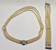 Perlenset, Imitat 2 reihiges Armband Collier 835er Silber Verschluß Perlencollier Perlenarmband -