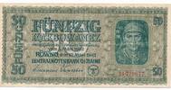 Deutschland Ukraine Drittes Reich 50 Karbowanez , Zentralnotenbanknote Geldschein Banknote KN 6Stellig Besatzungsausgabe -