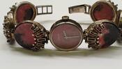 Silberuhr, 935 Provita Armbanduhr Uhr Handaufzug 935er Silber mit Rhodochrosit -