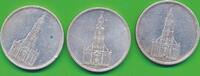 Deutschland Drittes Reich 3x 5 Reichsmark 3x Silbermünzen Lot, Garnisonkirsche -