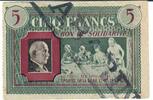 Frankreich 5 Francs Banknote Geldschein Bon de Solidarite -