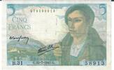 Frankreich 5 Francs Banknote Geldschein -