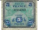 Frankreich 5 Francs Banknote Geldschein Allierte Militär Behörde -
