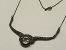 Antikschmuck Jugendstil Silber Kette 835er Silbercollier Collier blauer Stein, Markasiten -