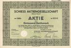 Düsseldorf 1000 Reichsmark Historische Aktie Schiess AG -