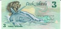 Cook Inseln 3 Dollars Banknote Geldschein -