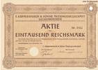 Gelsenkirchen 1000 Reichsmark Historische Aktie Küppersbusch & Söhne -