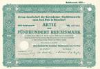 Düsseldorf 500 Reichsmark Historische Aktie Gerresheimer Glashüttenwerke vor.Ferd.Heye -