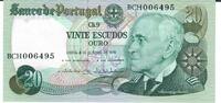 Portugal 20 Escudos Banknote Geldscheine -