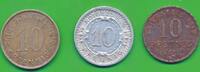 Deutschland Deutsches Reich 3x 10 Pfennig 3x Notgeldmünzen Witten Solingen Hattingen -