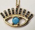 Goldschmuck Kette 14K 585er Gold Goldkette mit Anhänger Auge L: 42-44 cm -