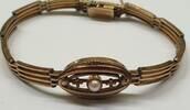 Antikschmuck Armband Damenarmband Union A*D Double vergoldet mit Perle L: ca. 18 cm -