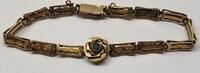 Antikschmuck Armband Damenarmband Union A*D Double vergoldet mit blauem Stein L: ca. 18,5 cm -