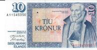 Island 10 Kronur Banknote Geldscheine -