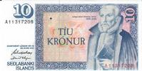 Island 10 Kronur Banknote Geldscheine -