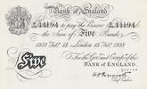 Großbritannien , England 5 Pounds Deutsche Fälschung des 2. Weltkrieges, OPERATION BERNHARD -