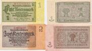 Deutschland Deutsches Reich 1 und 2 Rentenmark, 2 Scheine Rentenbankschein, KN 8stellig rot -