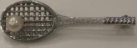 Silber Brosche Tennisschläger 925er Sterling Silber Länge ca. 4 cm -