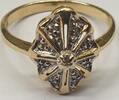 Damenring Ring vintage 14K 585er Gold Bicolor Goldring mit kleinen Diamanten -