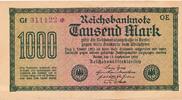 Deutschland Deutsches Reich 1000 Mark, Reichsbanknote Geldschein Banknote , KN 6stellig grün, rot, violett -