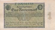 Deutschland Deutsches Reich 1 Rentenmark  Rentenbankschein, KN 8stellig Serie E , Deutsche Rentenbank 1923-1937 II