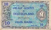 Alliierte Besatzung, Deutschland 10 Mark, Besatzungsgeld Gedlschein US - Druck -