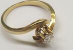 Goldschmuck 14 K Gold Ring mit Brillant 0,12 Ct 585 er Damenrring Solitärring -