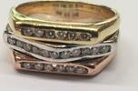 Damenring Ring Brillantring 585er Gold Goldring Ring mit Brillant 14K 0,49 Ct Tricolor -