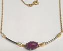 Goldschmuck Brillantenschmuck 18K 750er Gold Collier mit Navette Brillanten und Rubin Kette bicolor -