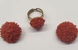 Korallenschmuck vintage Koralle Ohrringe Ohrclips Ring Damenring -